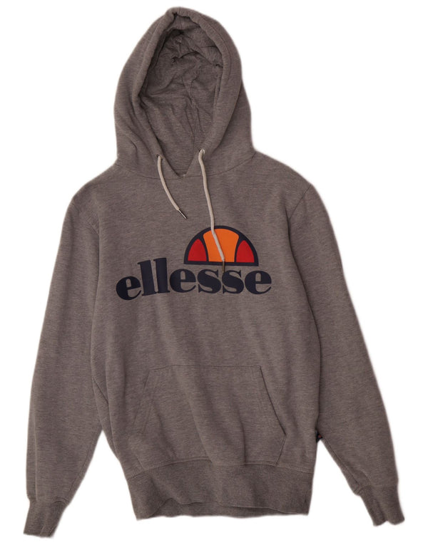Ellesse Herren-Kapuzenpullover mit grafischer regulärer Passform, Größe S, graue Baumwolle