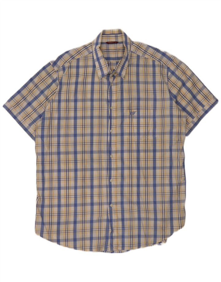 Carrera Herren Kurzarmhemd 2XL weiß kariert Baumwolle