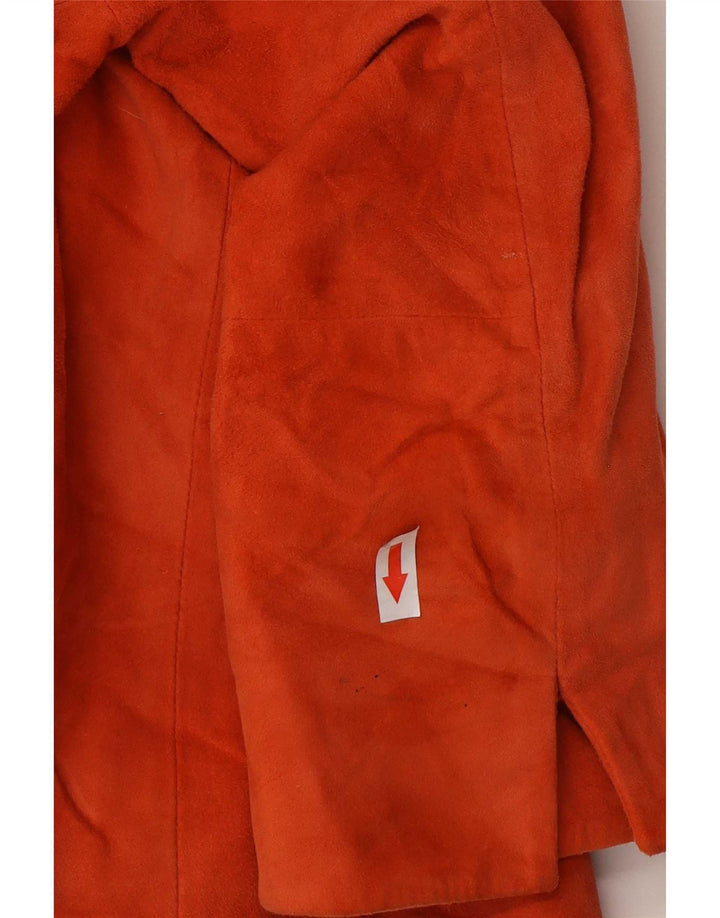 Conbipel Damen Crop Wildlederjacke mit 3/4-Ärmeln IT 44 Mitteloranges Leder