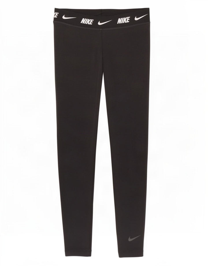 Nike Damen Graphic Leggings UK 16 Large Schwarz Baumwolle