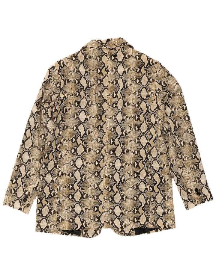 Zara Damen-Blazer-Jacke, UK 14, groß, Beige, Animal-Print, Polyester