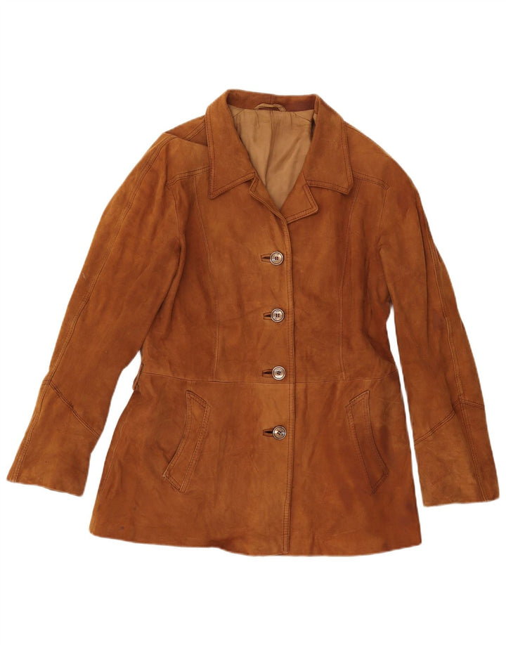 Vintage Damen Wildlederjacke UK 14 Mittelbraunes Leder