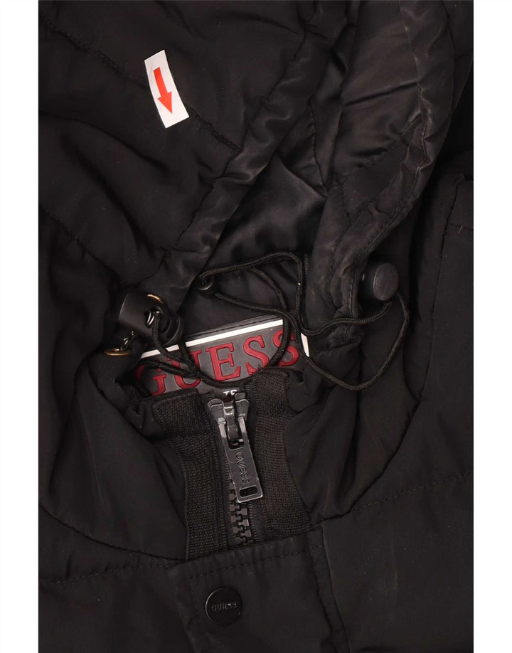 Guess Herren-Jacke mit Kapuze, gepolstert, UK 40, Größe L, Schwarz, Polyester