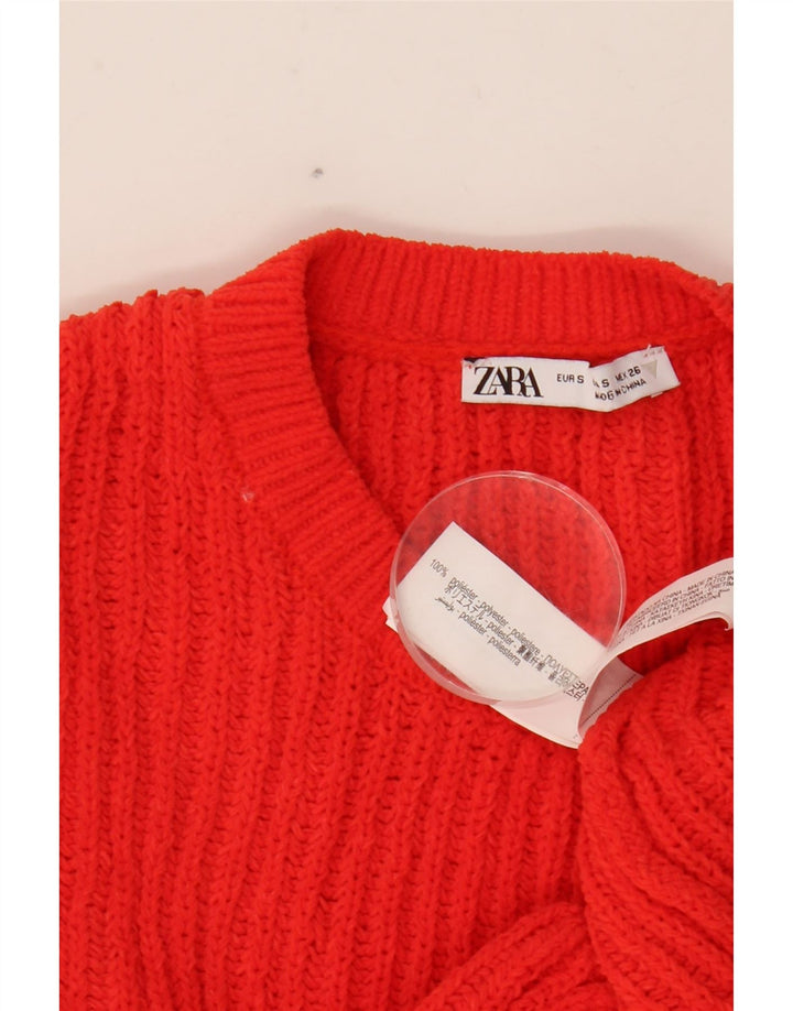 ZARA Damen Crop-Oversize-Pullover mit Rundhalsausschnitt, Gr. 10, Größe S, Rot