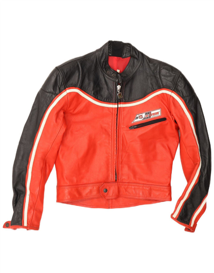 Dainese Herren-Leder-Racer-Jacke IT 52, großes rotes Colourblock-Leder