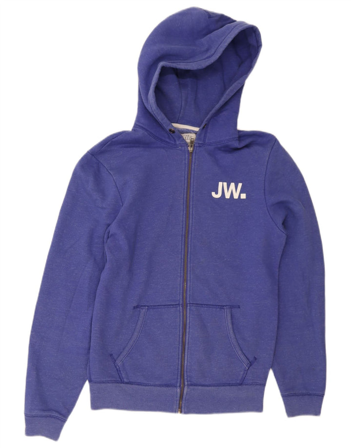Jack Wills Herren-Kapuzenpullover mit grafischem Reißverschluss, mittelblaue Baumwolle