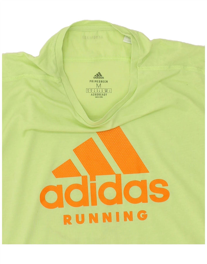 ADIDAS Mens Aeroready Graphic T-Shirt Top Medium Green Vintage Adidas and Second-Hand Adidas from Messina Hembry 