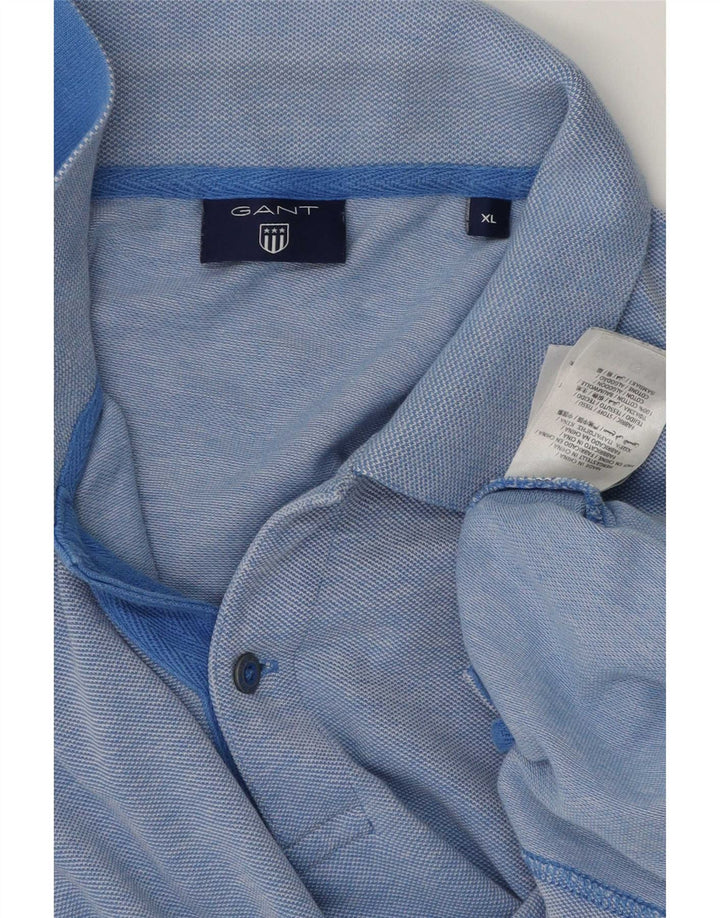 Gant Herren-Poloshirt XL, blau gefleckte Baumwolle
