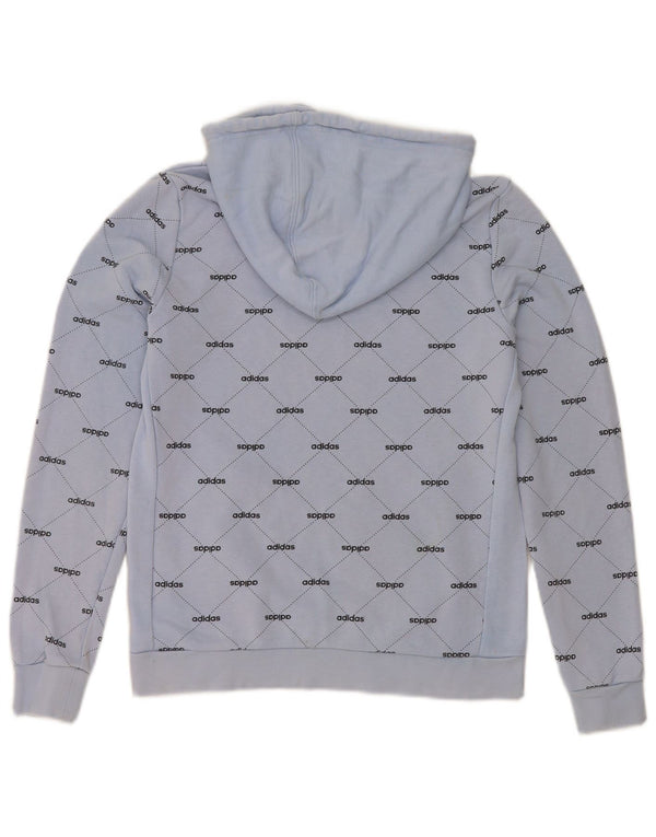 Adidas Damen Graphic Hoodie Pullover UK 10 Small Blaue Baumwolle