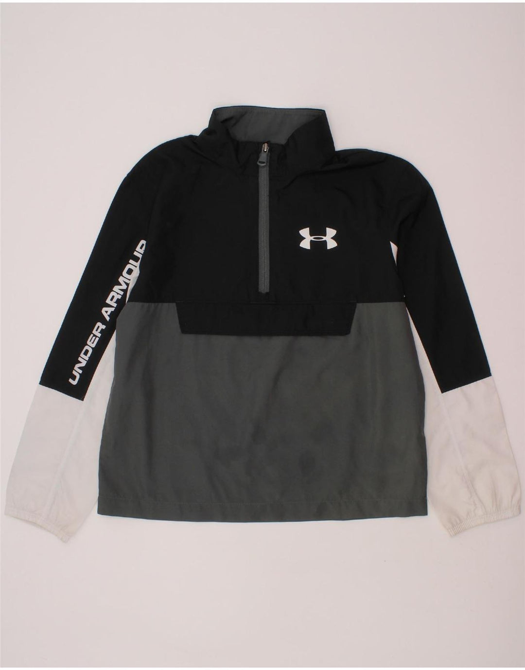 UNDER ARMOUR Boys Pullover Tracksuit Top 7-8 Years Small  Black Vintage Under Armour and Second-Hand Under Armour from Messina Hembry 