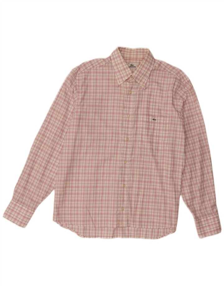 Lacoste Herrenhemd, Größe 43, groß, rosa kariert