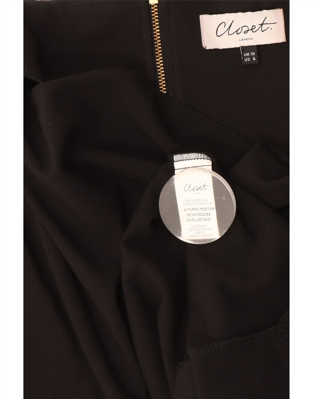 CLOSET Damen Etuikleid UK 10 Small Schwarz Polyester