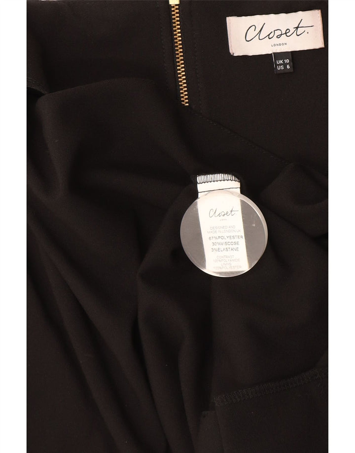 CLOSET Damen Etuikleid UK 10 Small Schwarz Polyester