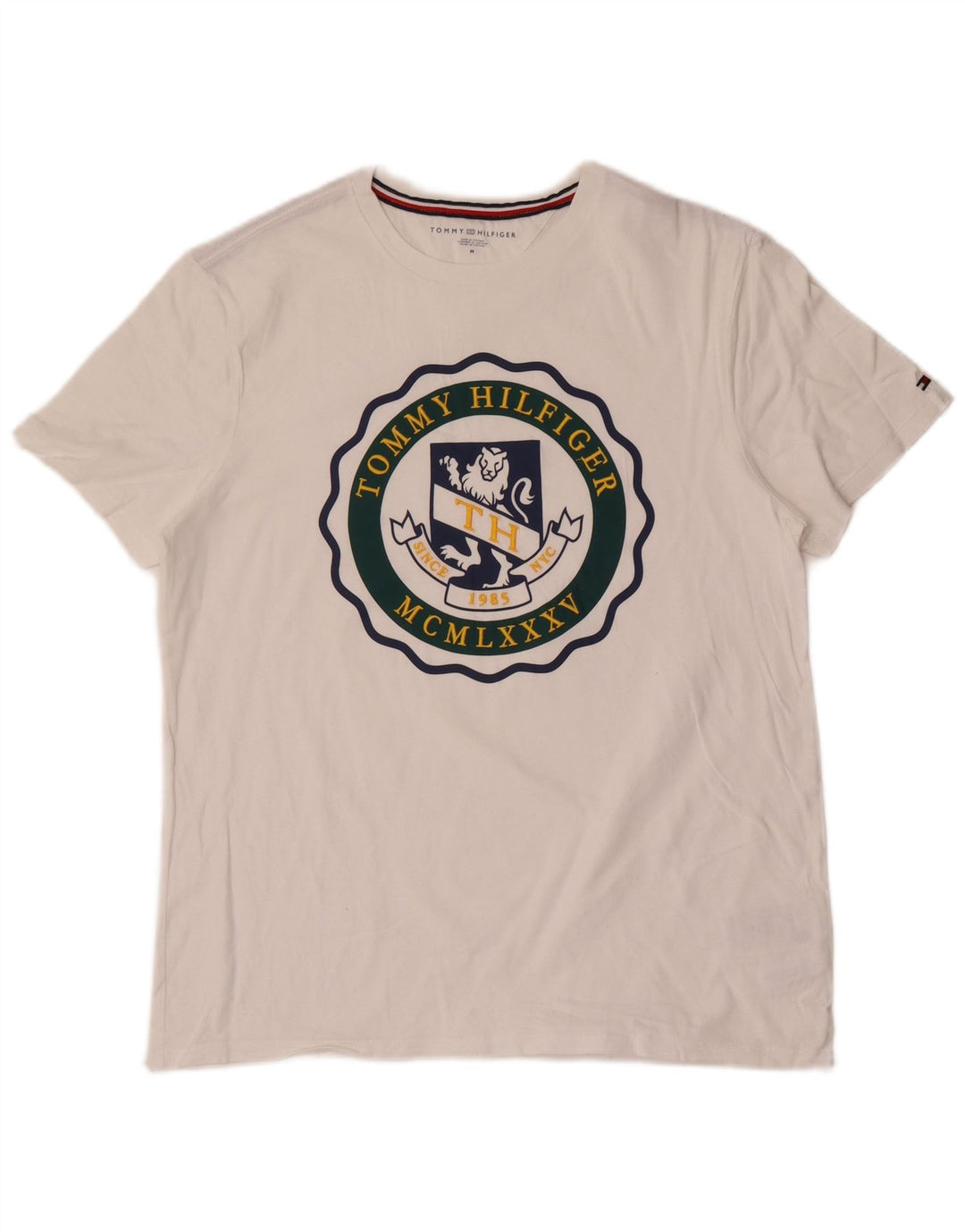 Tommy Hilfiger Herren-T-Shirt mit Grafik, mittelweiße Baumwolle