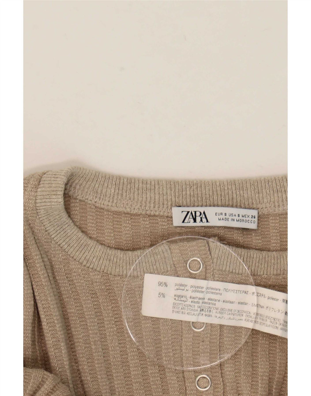 Zara Damen Langarm-Body UK 10 Small Grau Polyester