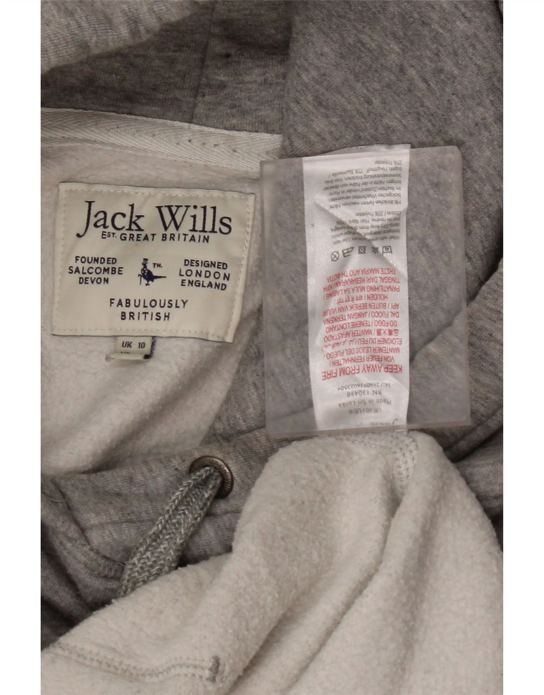 JACK WILLS Damen Übergroßer Kapuzenpullover UK 10 Small Graue Baumwolle