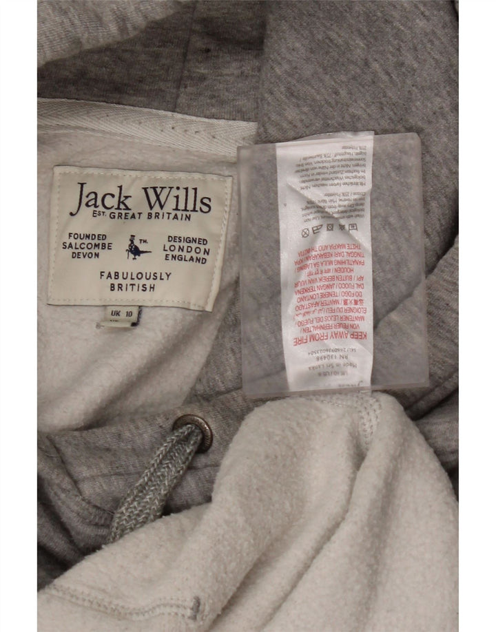 JACK WILLS Damen Übergroßer Kapuzenpullover UK 10 Small Graue Baumwolle