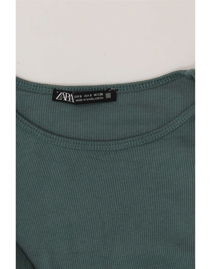 Zara Damen Top Langarm UK 10 Small Grün