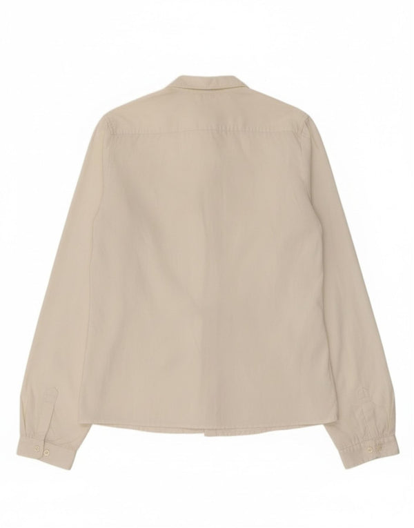 Benetton Mädchen-Hemd mit Rüschen vorne, 11–12 Jahre, 2XL, weiße Baumwolle