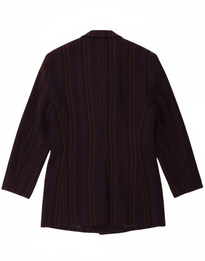VINTAGE Womens Double Breasted Blazer Jacket UK 14 Medium Purple Striped