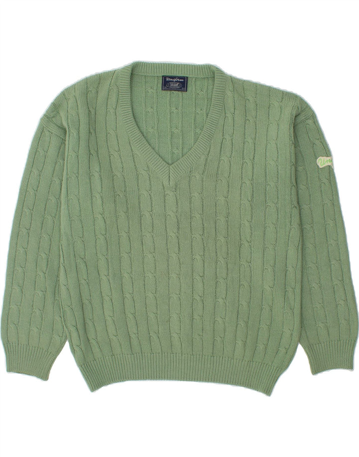 UNIFORM Herren-Pullover mit V-Ausschnitt, groß, grünes Acryl
