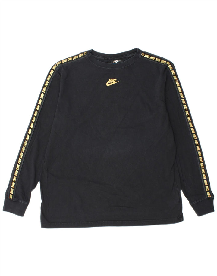 NIKE Mens Graphic Top Long Sleeve Medium Black Cotton