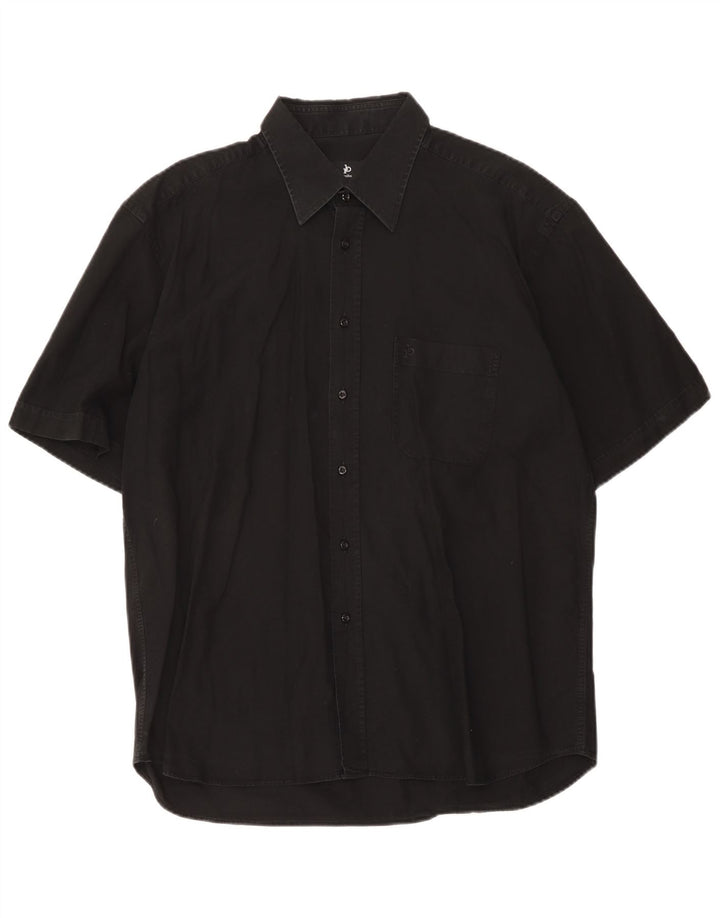 Roccobarocco Herren Kurzarmhemd Medium Schwarz