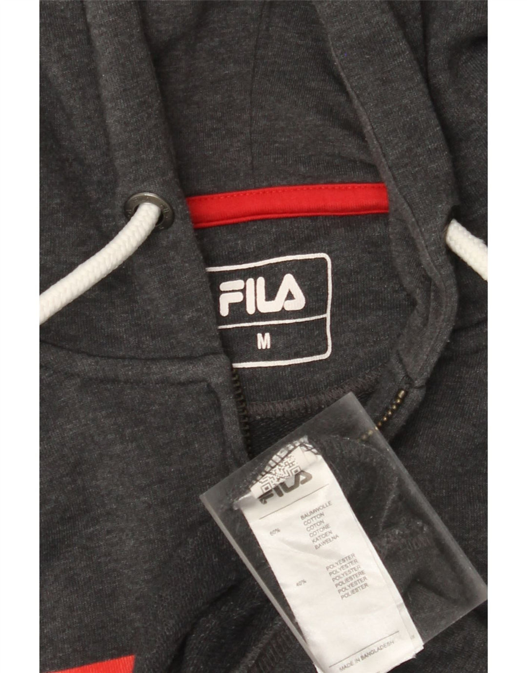 Fila Womens Graphic Zip Hoodie Pullover UK 12 Mittelgraue Baumwolle