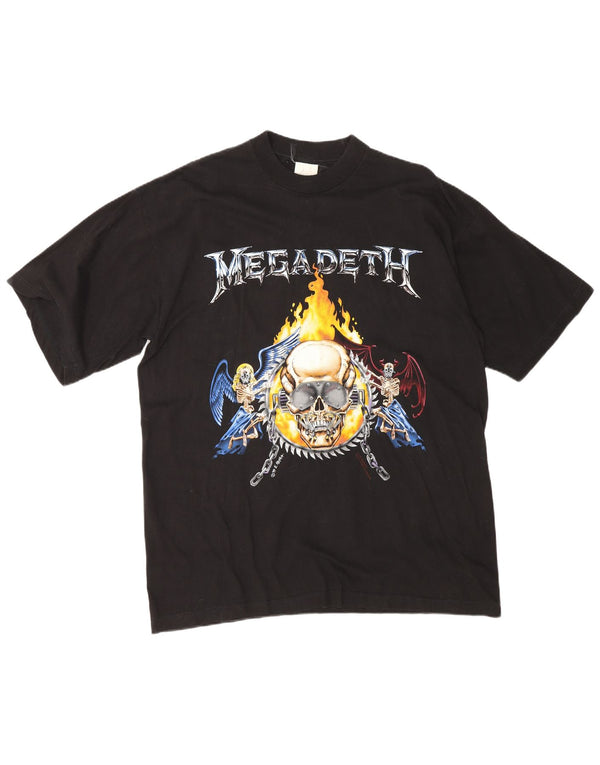 Vintage Herren Megadeth 1994 Grafik T-Shirt Top XL Schwarz Baumwolle Metall