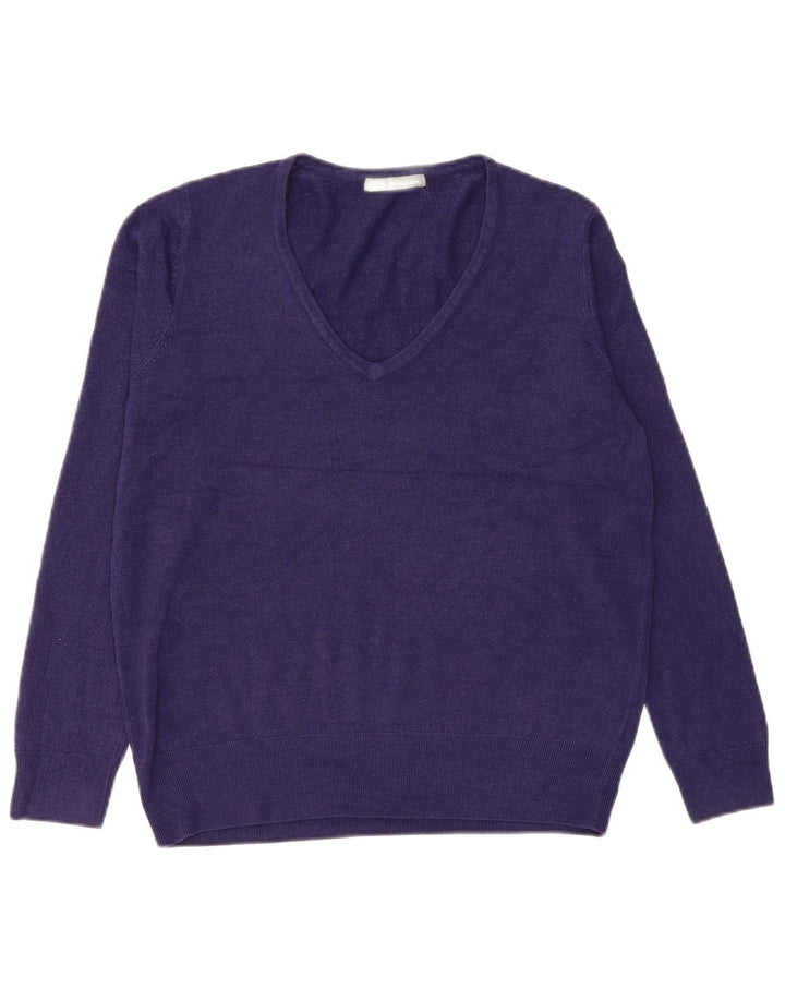 Marks & Spencer Damen-Pullover mit V-Ausschnitt, UK 14, Größe L, Lila