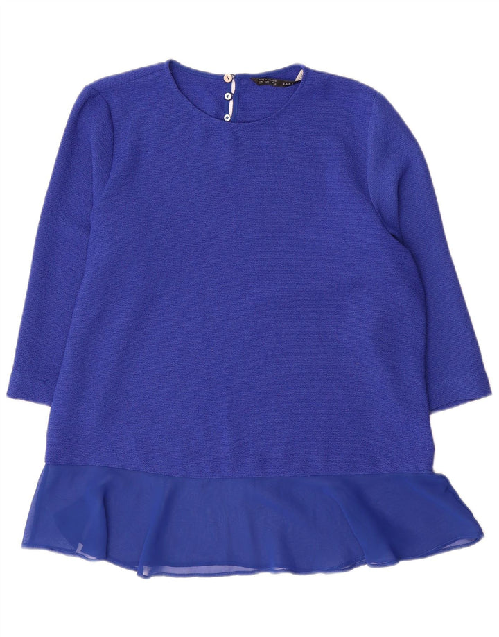 Zara Damen 3/4-Ärmel-Blusenoberteil UK 18 XL Blau