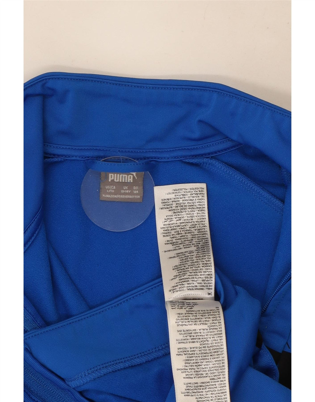 Puma Jungen Grafik-Trainingsanzug-Top-Jacke, 13–14 Jahre, blaues Farbblockdesign