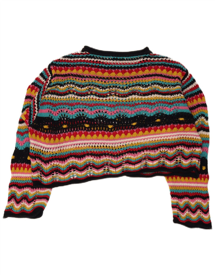 Zara Damen-Pullover mit U-Boot-Ausschnitt, Größe M, mehrfarbig, gestreift, UK 14