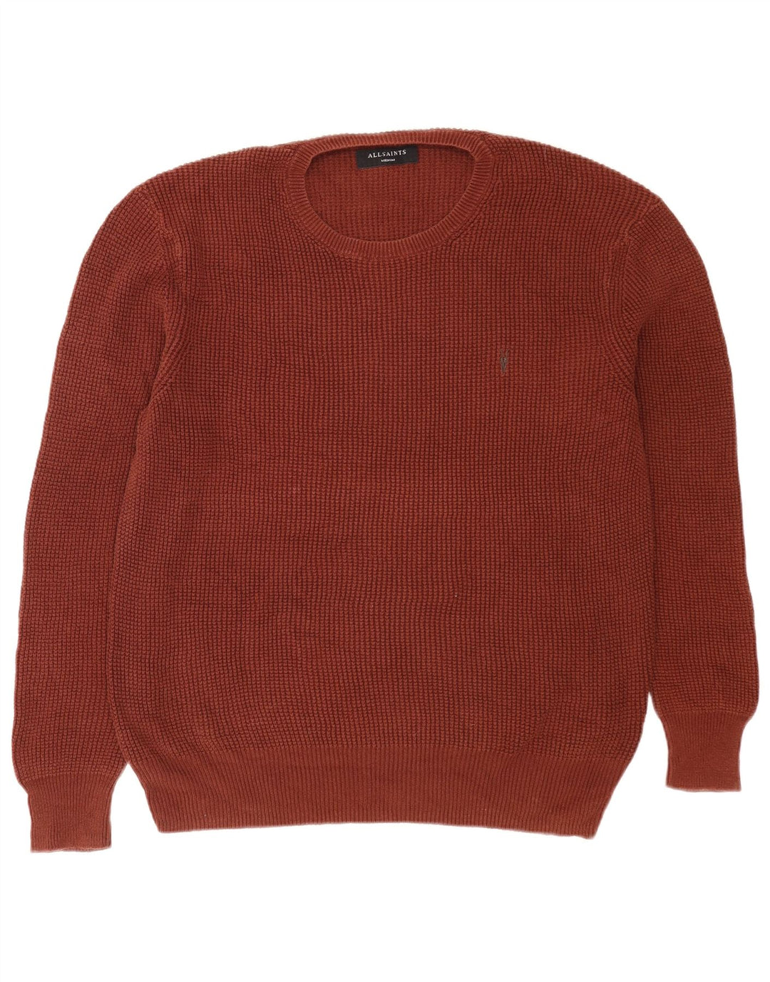 All Saints Herren-Pullover mit Rundhalsausschnitt, mittelbraune Baumwolle