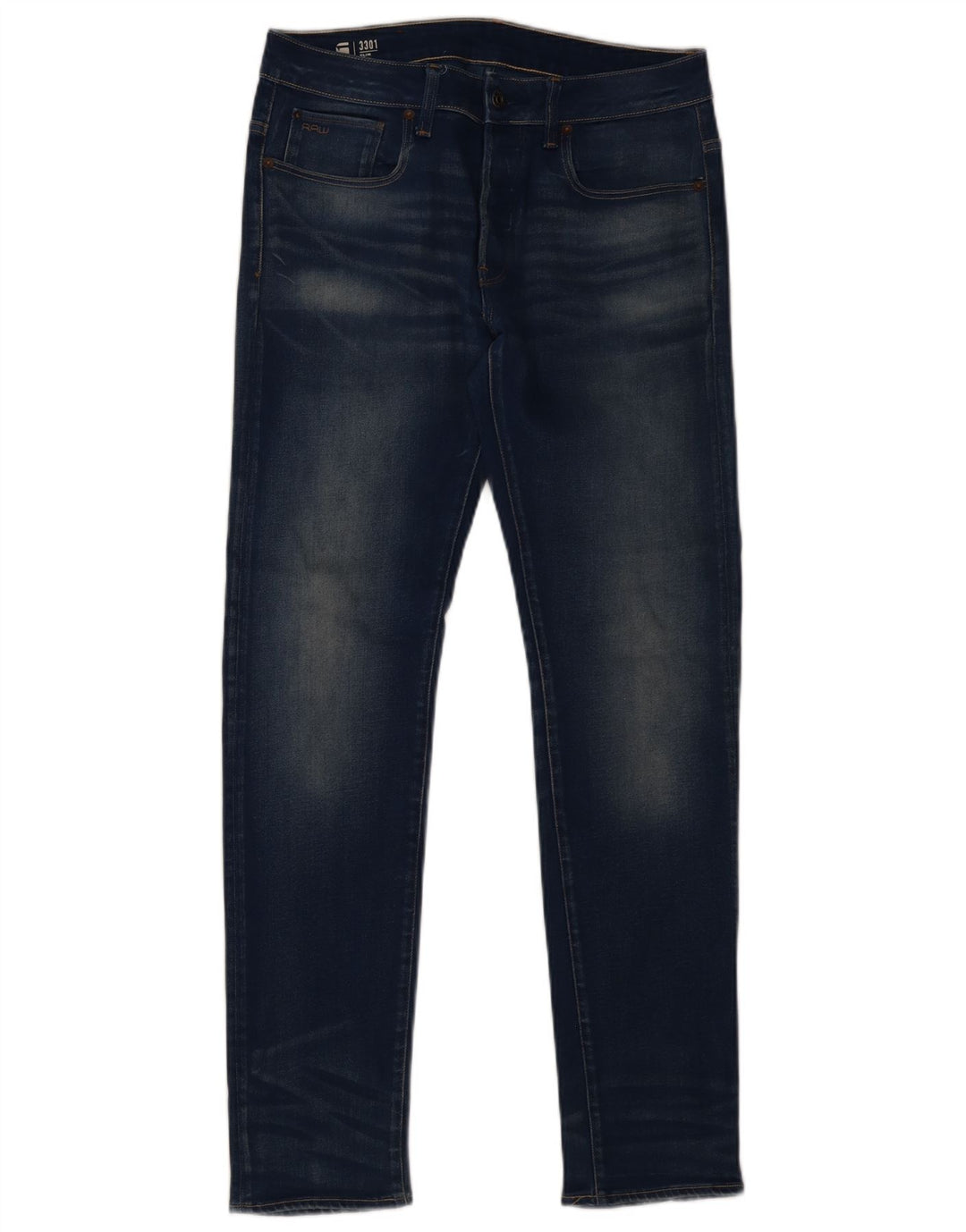 G-Star Herren 3301 Slim Jeans W30 L32 Blaue Baumwolle