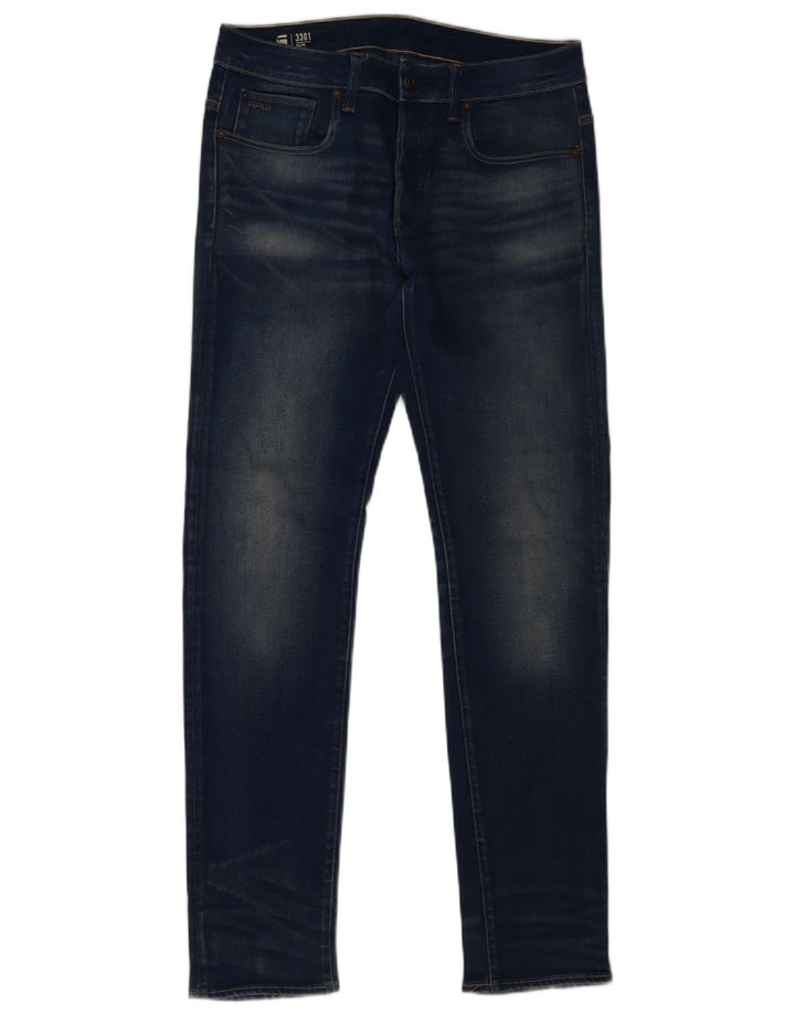 G-Star Herren 3301 Slim Jeans W30 L32 Blaue Baumwolle