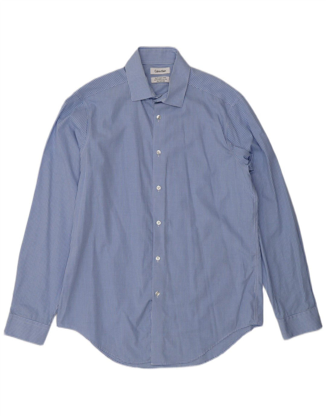 Calvin Klein Herren Slim Fit Hemd Größe 16 Large Blue Gingham