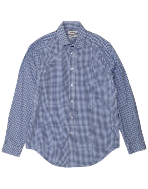Calvin Klein Herren Slim Fit Hemd Größe 16 Large Blue Gingham