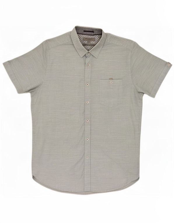 Ted Baker Mens Short Sleeve Shirt Size 4 Large Blue Cotton