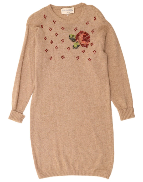 ST. GERMAIN Damen Langarm-Pulloverkleid EU 46 XL Beige Angora