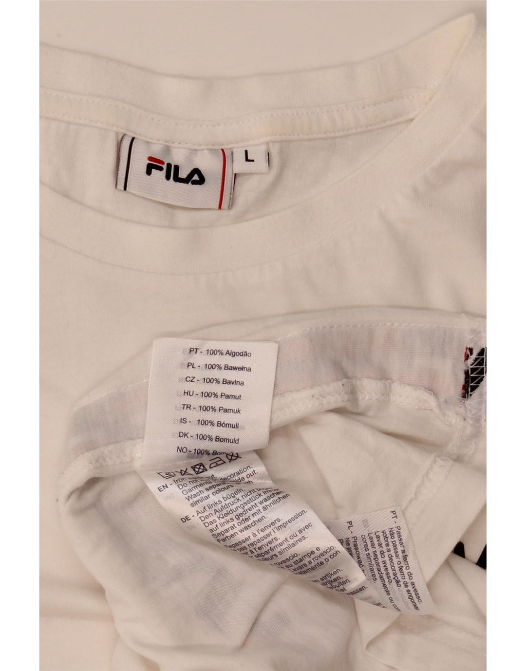 Fila Herren-T-Shirt mit Grafik, Größe L, aus weißer Baumwolle