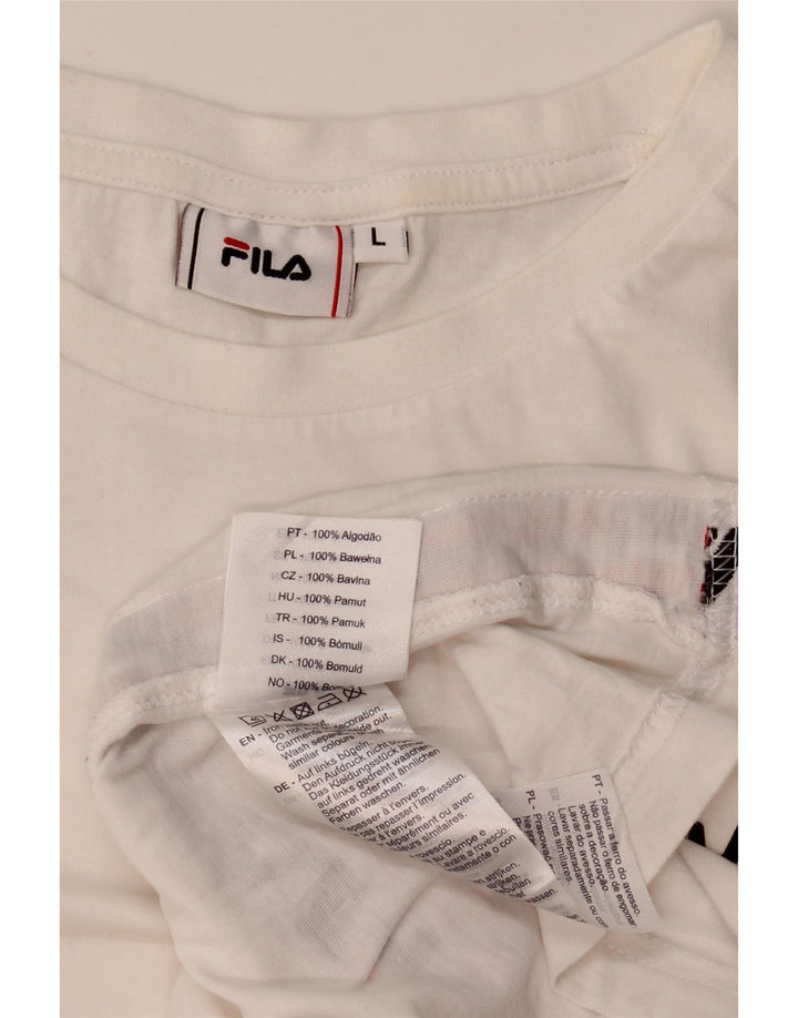 Fila Herren-T-Shirt mit Grafik, Größe L, aus weißer Baumwolle