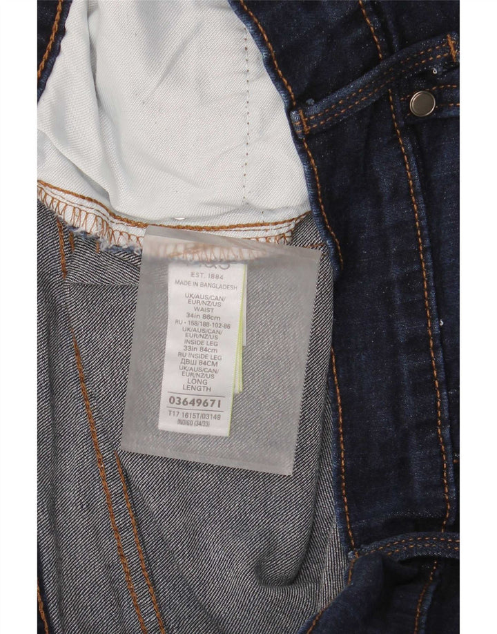 Marks & Spencer Herren Tapered Jeans W34 L33 Marineblaue Baumwolle