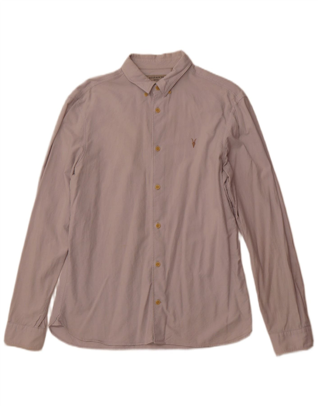 All Saints Herrenhemd Medium Off White Baumwolle