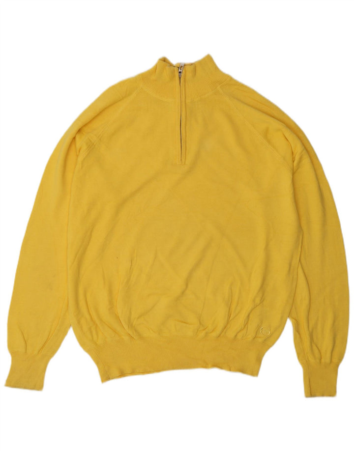 Sergio Tacchini Herren-Pullover mit Reißverschluss am Hals, große gelbe Baumwolle