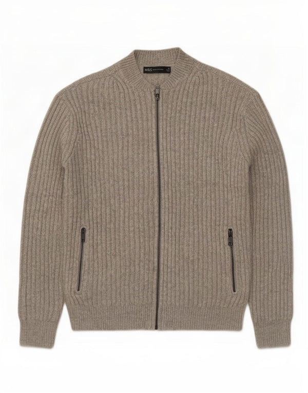 Marks & Spencer Herren-Cardigan mit durchgehendem Reißverschluss, XS, grau, Acryl