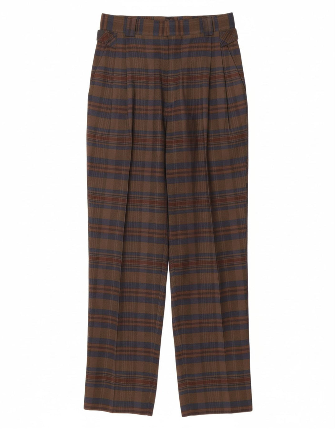 VINTAGE Damen-Chinohose mit hoher Taille, Größe 44, mittelgroß, W26, L29, braun kariert