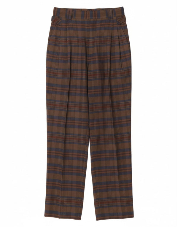 VINTAGE Damen-Chinohose mit hoher Taille, Größe 44, mittelgroß, W26, L29, braun kariert