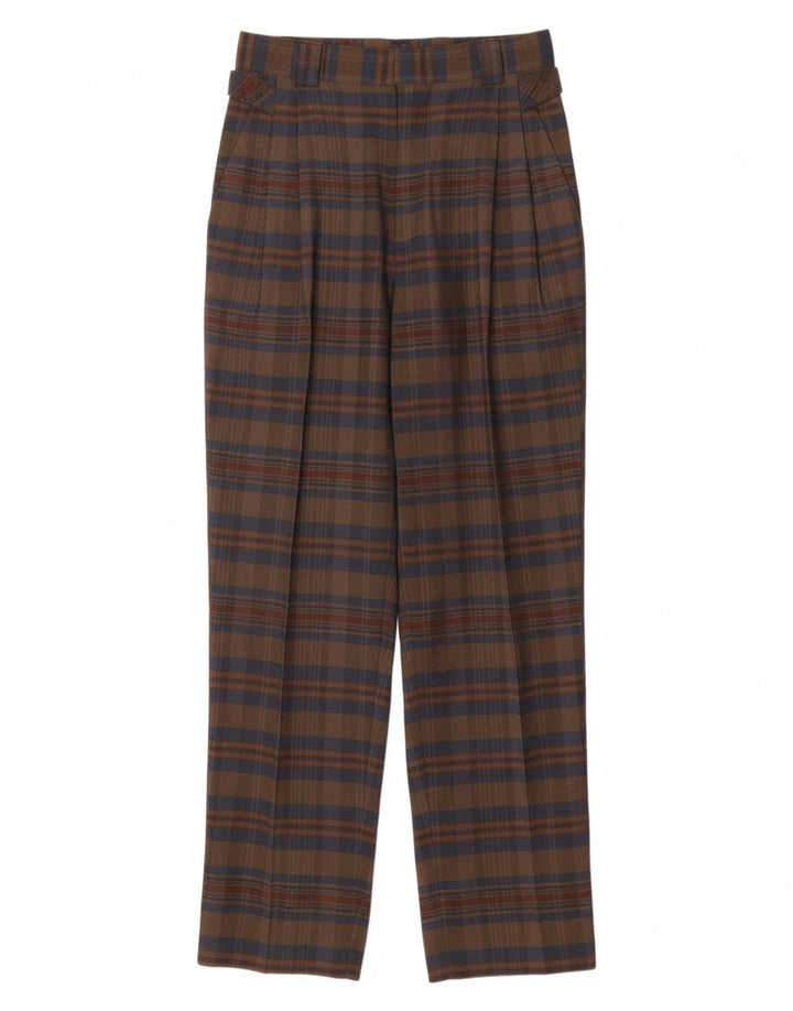 VINTAGE Damen-Chinohose mit hoher Taille, Größe 44, mittelgroß, W26, L29, braun kariert