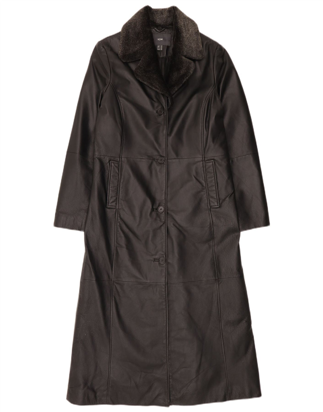 TCM Damen Ledermantel UK 12 Mittelschwarzes Leder
